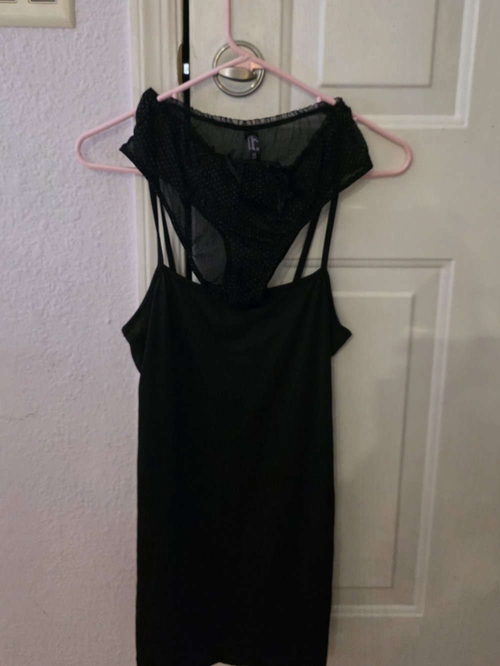 Smart & Sexy Small Black Sheer-Cami & Bikini Set.